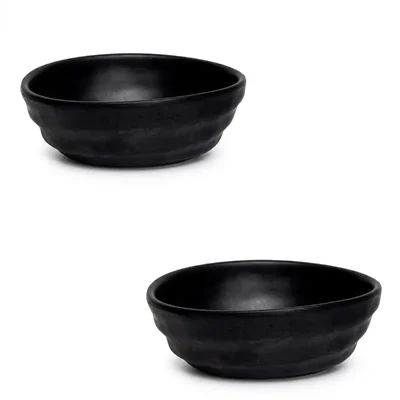 Premium Persian Black 5.5 Inch and 6.5 Inch Melamine Dual-Size Serving Bowl (Set of 2)