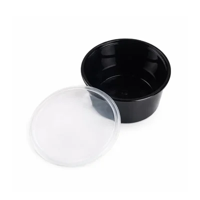 150 Pcs, 100ml Reusable Black Container with Transparent Lid Ideal for Meal Prep and Takeaway