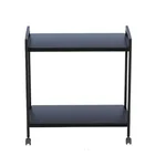 Heavy Duty Black 2-Tier Rolling Trolley with Wheels for Home, Kitchen, Bathroom and Office Storage