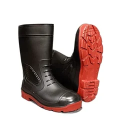 SAFEDOT 12" Dual Density PVC Gum Boots with Steel Toe | Chemical Resistant | ISI Marked | All-Weather Protection(Size-6)