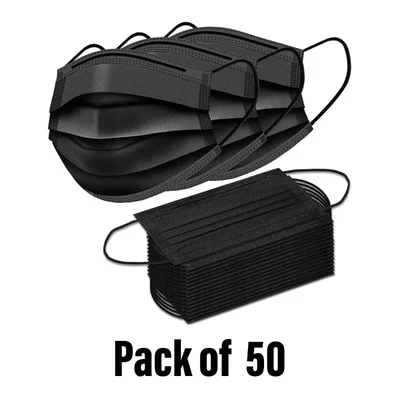 Super Safety 3 ply layer Black Disposable Surgical mask (Pack-50)