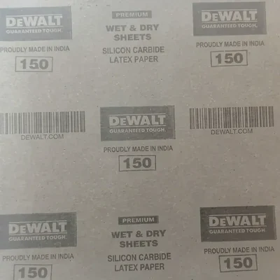 DeWalt Premium Grit 150 Black Waterproof Silicon Carbide Latex Sandpaper Sheets Wet and Dry DXCT461WP04IN (Pack of 500)
