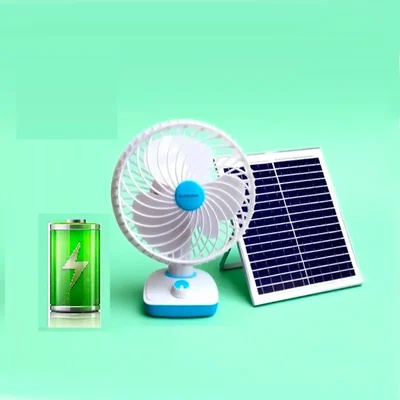 Alfalite 9 Inches 2850 RPM Speed Master Cool Solar Rechargeable Fan With Battery and Solar Panel