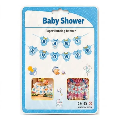 Baby Blue Baby Clothes Theme Baby Shower Paper Bunting Banner Set Hanging Decor For Boy Party Decoration(Pack-10 pcs)