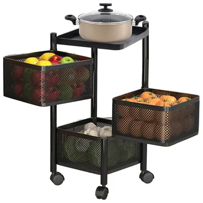 Blueboy 3-Layer Square Multipurpose Storage Trolley With Wheels