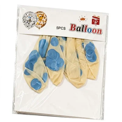 Pack of 10, 20, 30, 40, 50 Blue Dotted Confetti Balloons Pack 5 Pcs/pack Party Decoration Anniversary Birthday(Pack-10 pcs)