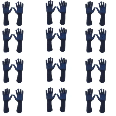 Delight 12 Pair 7 Gauge Single Side 12 Inch Long Sleeves Dotted Blue Hand Gloves MD0785-B(70L) 