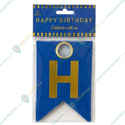 Pack of 10, 20, 30, 50, 70 Blue Colour Happy Birthday Printed Banner Decorative Party Bunting Wall Hanging Decor(Pack-10 pcs)