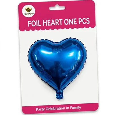 Pack of 10, 20, 30, 40, 50 Blue Foil Heart Balloon 18 Inch Metallic Finish Party Decoration Family Celebration Supplies(Pack-10 pcs)