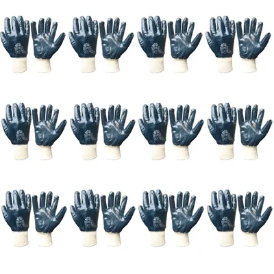 Delight Pack of 12 MNFJ33-B Nitrile Full Coated Blue Gloves(Size-Small)