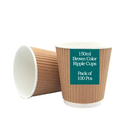 150ml Brown Color Paper Ripple Cup for Both Indoor and Outdoor Events(Pack-100)