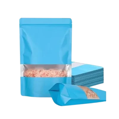 13.5cm x 22cm, 250 gram Sky Blue Color Ziplock Pouches with Transparent Window(Pack-50 Pcs )