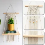 Ecofynd 12 inches Boho Style Wall Hanging Wooden Shelf for Home Decor(EC18034-SH026)