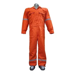 SSBENGALY Relaxed Fit Terry Cotton Men Coverall Boiler Suit With 1 Inch Reflective Tape (Size : XXL)-Orange Colour