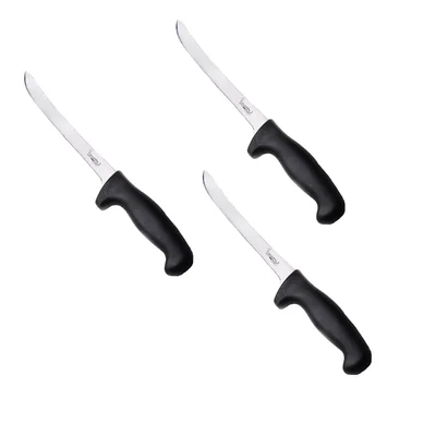 Smart Chef LAK004 Stainless Steel Filet Knives (3pcs), 8.5 inch Razor Sharp Flat Blade for Cutting Seafood
