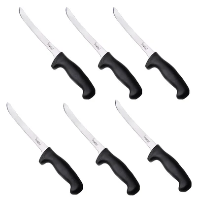 Smart Chef LAK004 Stainless Steel Filet Knives (6pcs), 8.5 inch Razor Sharp Flat Blade for Cutting Seafood