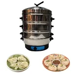 Commercial 3-Tier Electric Momo, Rice, Corn Steamer With Timer