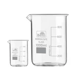 Bello Borosilicate 3.3, Set of 2 Glass Beaker 250 ml, 1000 ml with Graduation Marks for Chemistry Laboratory