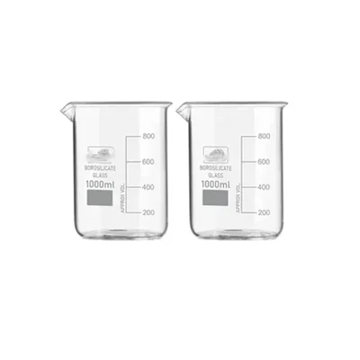 SBT Instruments 2pcs Borosilicate 3.3 Glass Beaker 1000ml with Graduation Marks for Laboratory