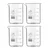 Bello Pack of 4 Pcs 1000 ml Borosilicate 3.3 Glass Beaker With Graduation Marks