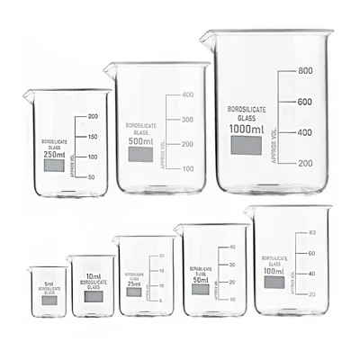 Cometek Borosilicate Glass Beaker Set | Set of 8 Heat-Resistant Beakers for Lab, Home, College & DIY Use