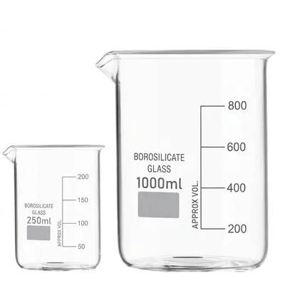 Cometek 250ml and 1000ml Borosilicate Glass 3.3 Lab Beakers for Science Classroom and Home Experiments