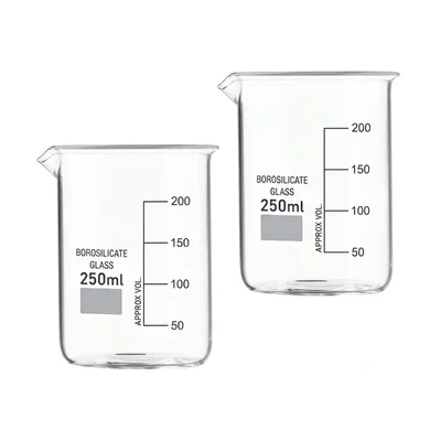 Cometek 250ml Borosilicate Glass Beaker Set 2 pieces for Lab and Home Heat Resistant Beakers
