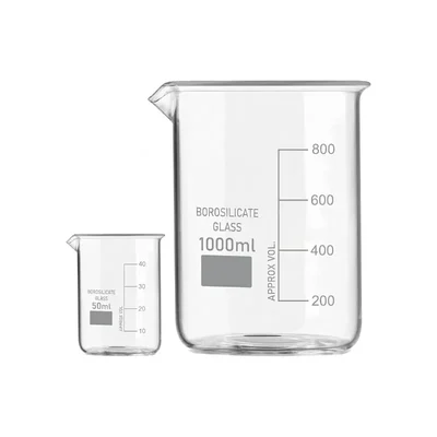 Vvs 50 ml 1000 ml Set of 2 Laboratory Beakers Borosilicate 3.3 Glass Clear Graduation Marks