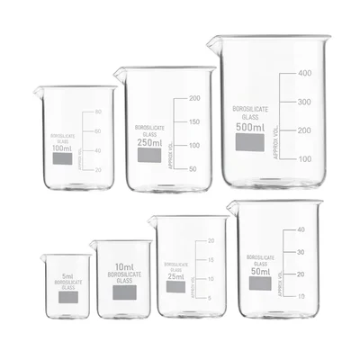 Cometek 5ml to 500ml Borosilicate Glass Beaker Set 7 pieces for Lab and Home Heat Resistant Beakers