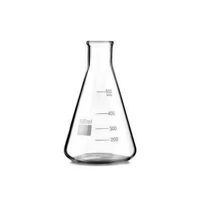 COMETEK 500ml Laboratory Erlenmeyer Flask for Chemical Mixing & Lab Research | Conical Shape with White Graduations