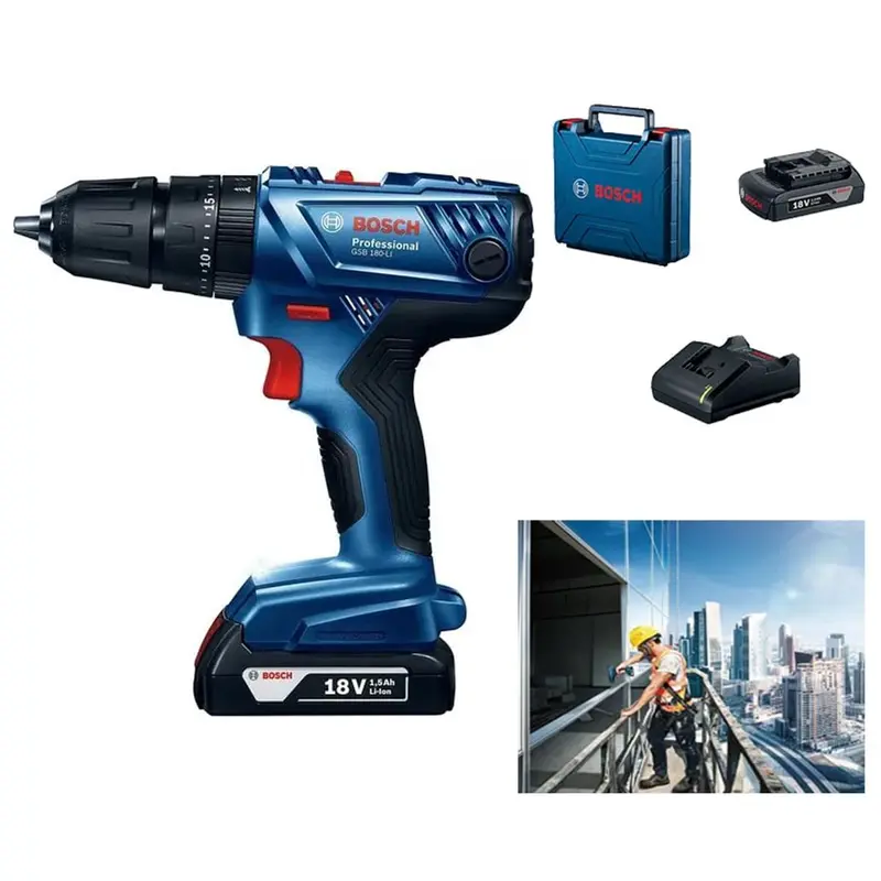Bosch 13 mm 18V Cordless Drill Driver with Accessories (GSR 180-LI)