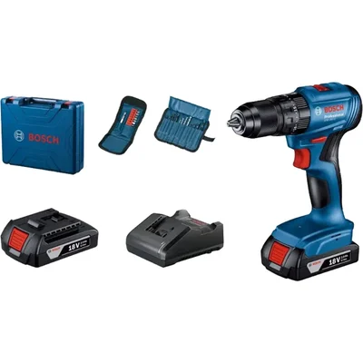 Bosch 10mm 18V Impact Drill Drivers With Battery, Charger & Accessories Kit, Max. Impact Rate 27000 BPM (GSB 185-LI)
