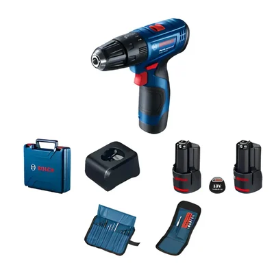Bosch 10 mm 12V Cordless Impact Drill Driver With Battery, Charger & Drill Bit Set, 400-1500 RPM (GSB 120-LI)