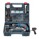 Bosch 100 Pcs 13 mm 600 Watt Impact Drill Tools Kit, 2800 RPM (GSB 13 RE)