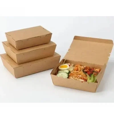 POCHEON® 50 pcs 750ml Brown Disposable Kraft Paper Boxes(Color-Brown)