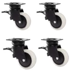 Premium Quality 100 x 50 mm Brake Castor Wheel, 5 mm Steel Plate (Pack Of 4 Pcs)