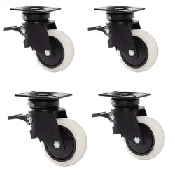 Premium Quality 100 x 50 mm Brake Castor Wheel, 5 mm Steel Plate (Pack Of 4 Pcs)