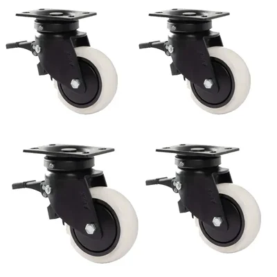 Premium Quality 150 x 50 mm Brake Castor Wheel, 5 mm Steel Plate (Pack Of 4 Pcs)