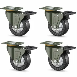Heavy Duty 40 MM / 1.6" Polyurethane With Single Ball Bearing Swivel With Brake Type caster Wheel ( Pack Of 4 )