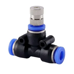 Water Misting System 6mm Brass Fogger Nozzles with Tee Connector for Misting Fogging Spray Sprinkler (Pack Of 10)