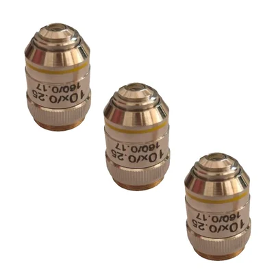 SBT Instruments Set of 3pcs, 10x Microscope Brass Objective with Brass Caps for Laboratory