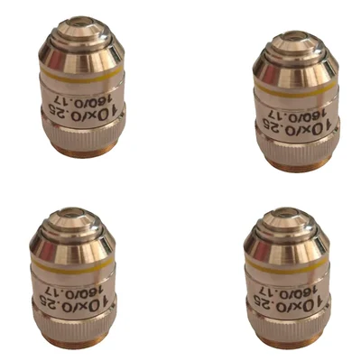 SBT Instruments Set of 4pcs, 10x Microscope Brass Objective with Brass Caps for Laboratory