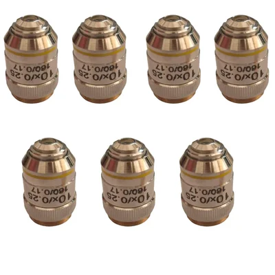 SBT Instruments Set of 7pcs, 10x Microscope Brass Objective with Brass Caps for Laboratory