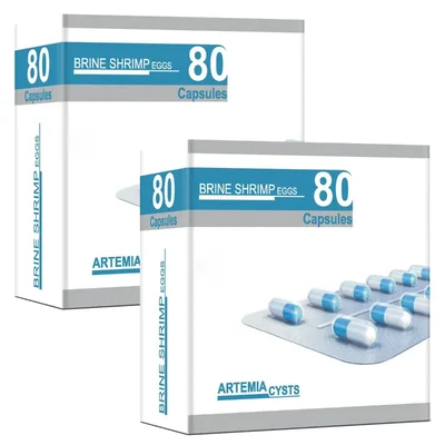 Peqon Artemia Cysts (Brine Shrimp Eggs) - 80 Capsule (Pack Of 2) Best for Angels, Barbs, Betta, Cichlids, Gold Fish