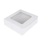 100 Pcs 6x6x2 Inch 320 GSM Window Brownie Box - For 4 Brownies|| Ideal for Twin Brownies, Sliced Cakes, Bakery Takeaway