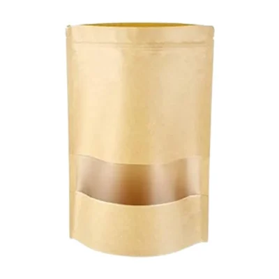 50 gm, 10x15 cm Brown Reusable Kraft Paper Storage Ziplock Pouch with Transparent Window (Pack-100 pcs)