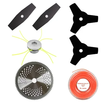 Brush Cutter Multi-Attachment Combo of 2T, 3T, 80T TCT Blades, BC-510 8-String Aluminium Trimmer Head & 50 m Nylon Rope