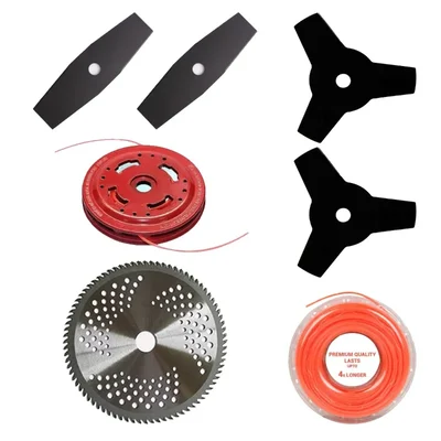 Brush Cutter Multi-Attachment Combo of 2T, 3T, 80T TCT Blades, BC-470 Metal Trimmer Head & 50 m Nylon Rope