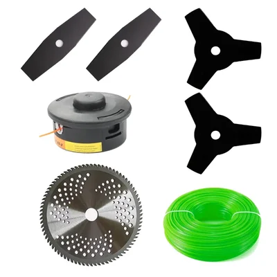 Brush Cutter Multi-Attachment Combo of 2T, 3T, 80T TCT Blades, 25-2 Trimmer Head & 2 kg Nylon Rope