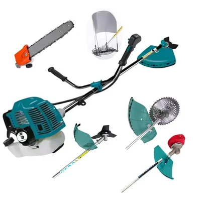 GRAMSTRONG Premium 2 Stroke 52 CC Sidepack Brush Cutter With Chainsaw Attachment